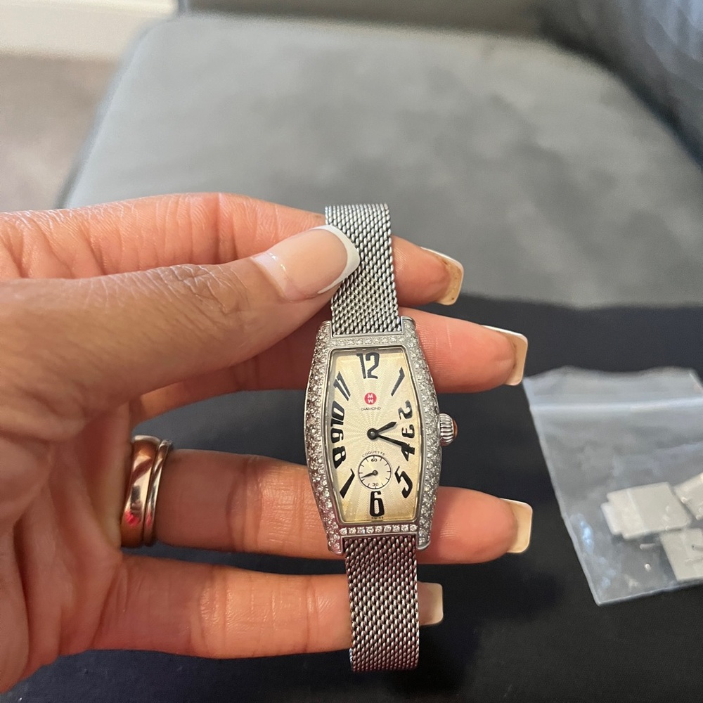 Michele Watch Silver Coquette with diamond bezel